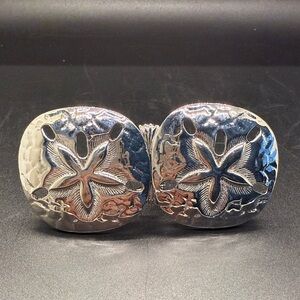 Douglas Paquette Silver Tone Sand Dollar Belt Buckle Vintage